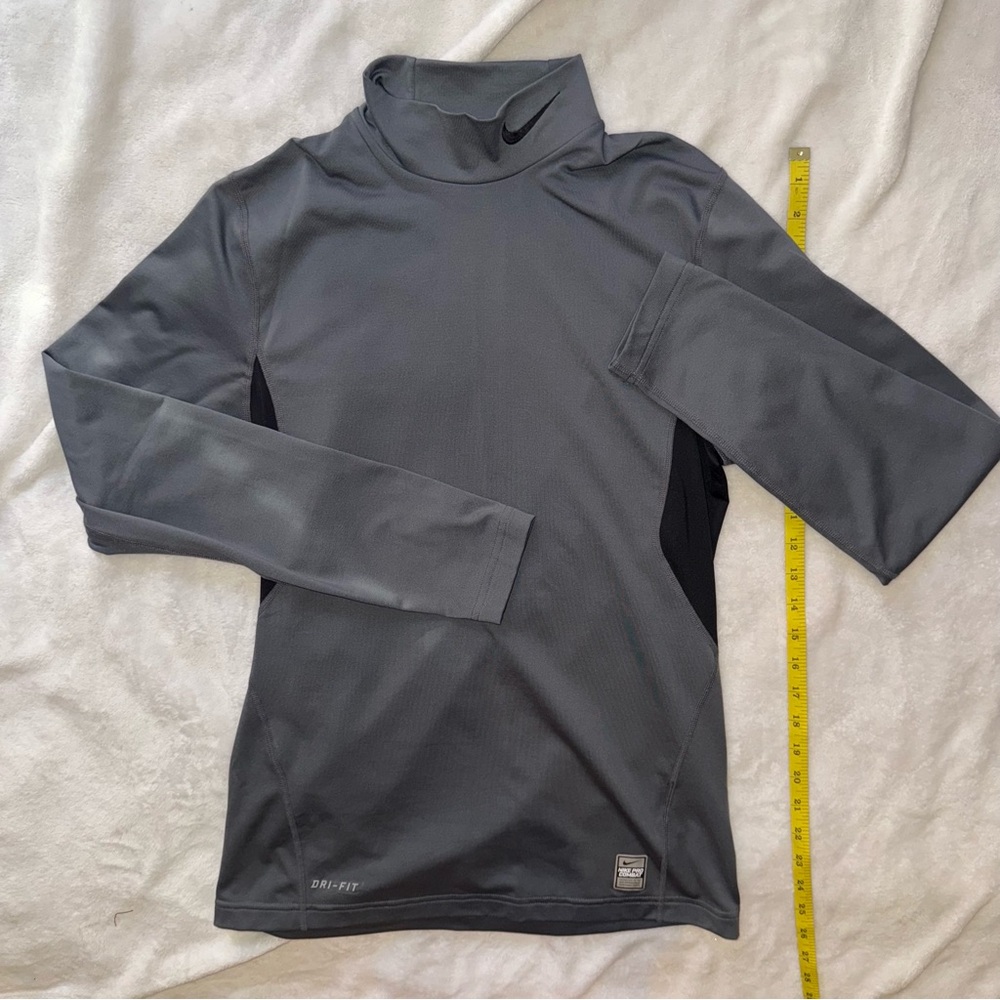 Nike Charcoal Gray Pro Combat Dri-Fit Fitted Long Sleeve Turtleneck